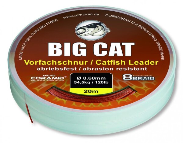 Cormoran BC Vorfachschnur 0,60mm / 54,5kg / 20m Big Cat Wallervorfach Schnur