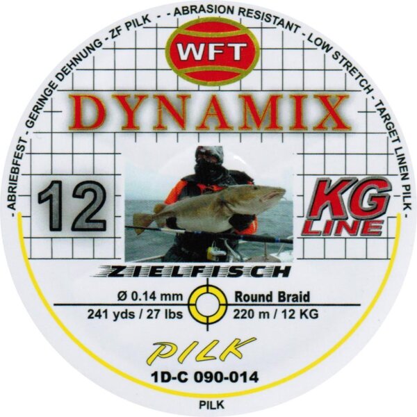 WFT Round Dynamix Pilk yellow 220m 0,12mm 10kg geflochtene Schnur