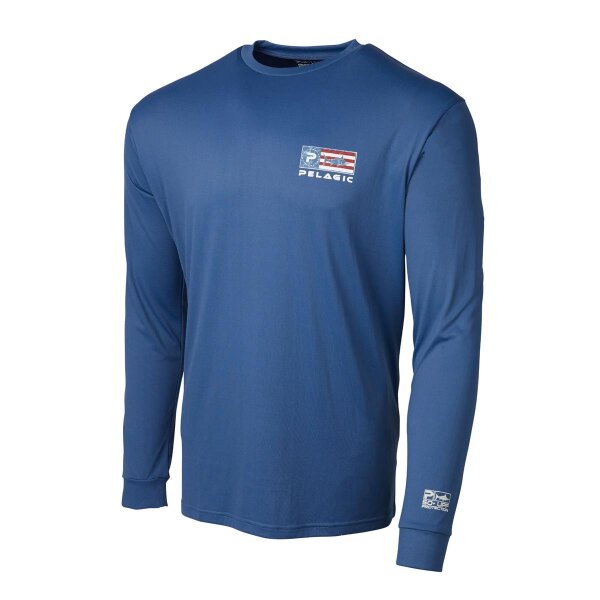 Pelagic Aquatek Icon Americano Smokey Blue UV Shirt 50+ Angelshirt Sonnenschutz