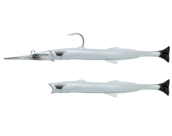 Savage Gear 3D Needlefish Pulsetail 18cm 26g Sinking Pearl White Silver 2+1pcs Meeresk&ouml;der