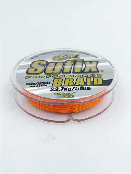 Sufix Performance Braid Orange 135m 0,40mm Geflochtene Schnur