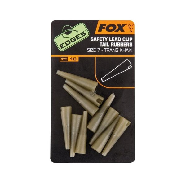 Fox Edges Size 10 Slik Lead Clip Tail Rubber - trans khaki