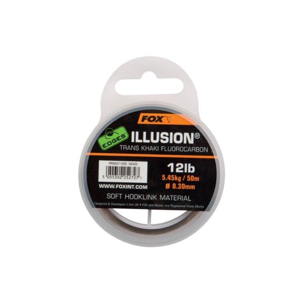 Fox Edges Illusion Soft  Hooklink x 50m 0.30mm 12lb 5.45kg - trans khaki