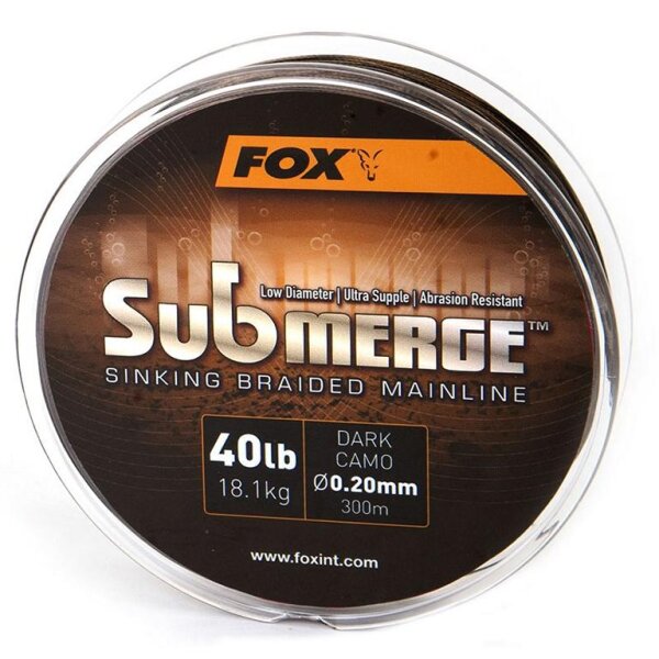 Fox Submerge Dark Camo Sinking Braid x 600m 0.20mm 40lb/18.1kg