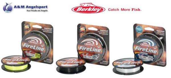 Berkley Fireline 270m Geflochtene Schnur Smoke / Crystal / Flame Green Angeln