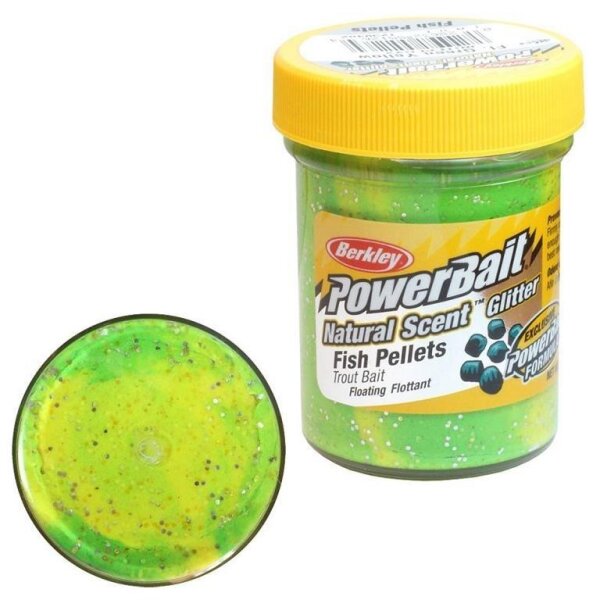 Powerbait Dough Natural ScentFish Pellet - Fluo Green Yellow