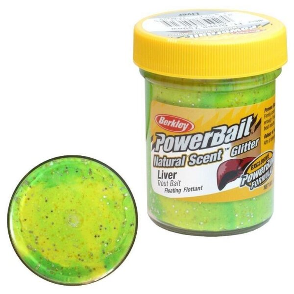 Berkley Trout Bait Powerbait Dough Natural ScentLiver - Fluo Green Yellow