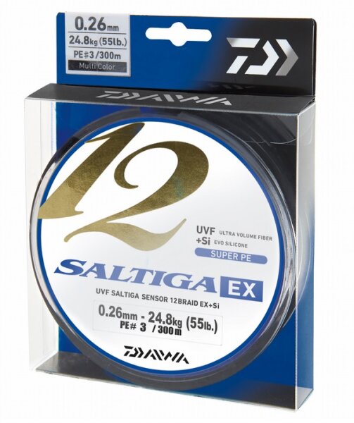 Daiwa Saltiga 12 Braid EX+Si 0.26mm 24,8Kg 300m Multi Color geflochtene Schnur