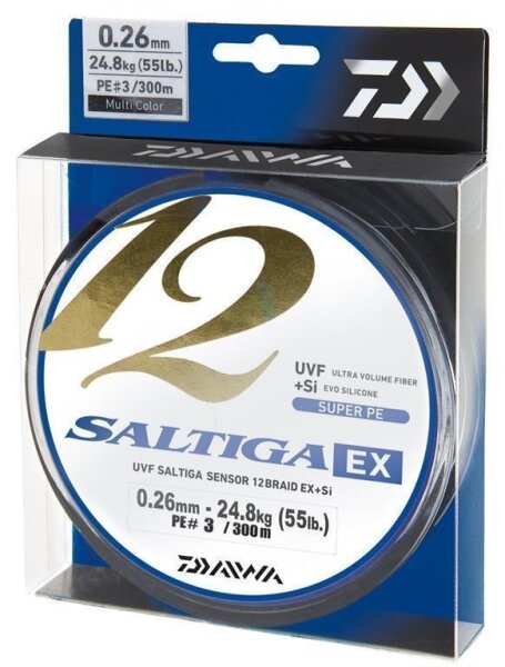 Daiwa Saltiga 12 Braid EX+Si 0.33mm 300m Multi Color geflochtene Schnur