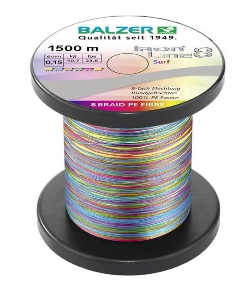 Balzer Iron Line 8 Surf Multicolor 1500m 0,12mm