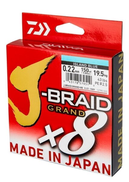 Daiwa J-Braid Grand X8E Braid 0,13mm 8,5Kg 135m IB geflochtene Schnur