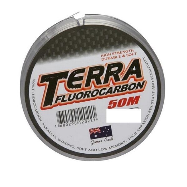 James Cook Terra Fluorocarbon 0,14mm 2,6kg 50m Schnur Vorfach