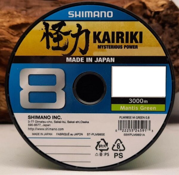 Shimano  Kairiki 8 3000M Mantis Green  0,20mm 17,1Kg 8-fach  Geflochtene Schnur