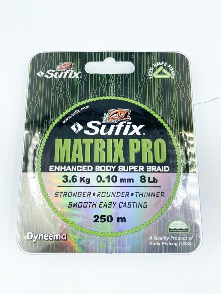 Sufix Matrix Pro 0,10mm 3,60Kg - 250m schwarz Geflochtene Schnur
