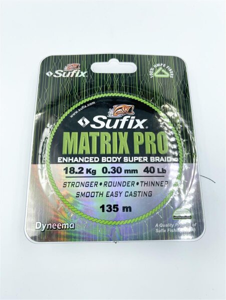 Sufix Matrix Pro 0,30mm  18,20Kg - 250m schwarz Geflochtene Schnur