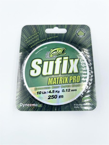 Sufix Matrix Pro 0,12mm 4,5Kg 250m Green Geflochtene Schnur