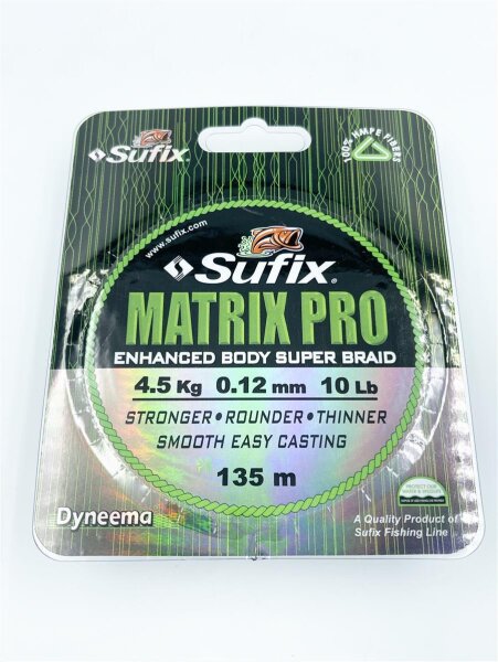 Sufix Matrix Pro 0,12mm / 4,50Kg - 135m schwarz Geflochtene Schnur