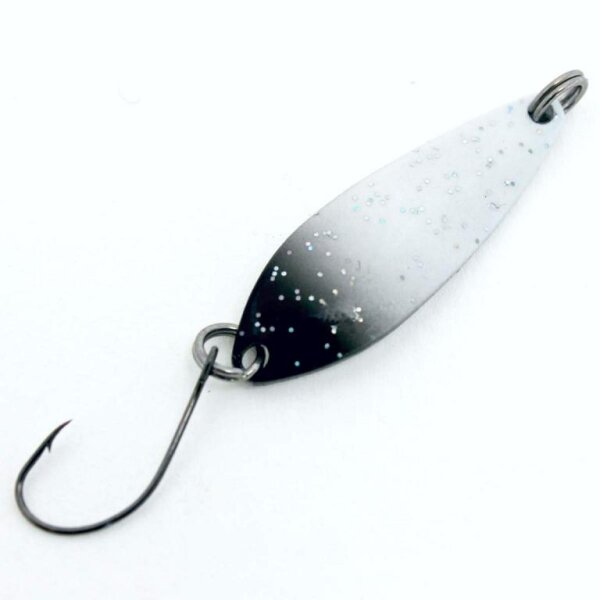 EFT Trout Wave Spoon 3,5g white black glitter Forellenk&ouml;der Blinker K&ouml;der