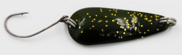 EFT Trout Wiggle Spoon 3g Olive Black Gold-Glitter Forellenk&ouml;der Blinker K&ouml;der