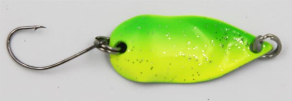 EFT Trout Splash Spoon 2,5g Green Yellow Glitter Forellenk&ouml;der Blinker K&ouml;der
