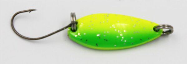 EFT Trout Dipper Spoon 3,5g Green Yellow Glitter Forellenk&ouml;der Blinker K&ouml;der