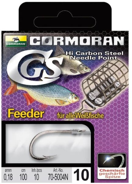 Cormoran Hi Carbon Steel Needle Point Haken Feeder Weissfische Gr&ouml;&szlig;e 10