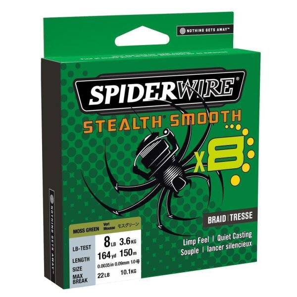 Spiderwire Stealth Smooth 8 0,15mm / 16,5kg / 300m Moss Green Geflochtene Schnur