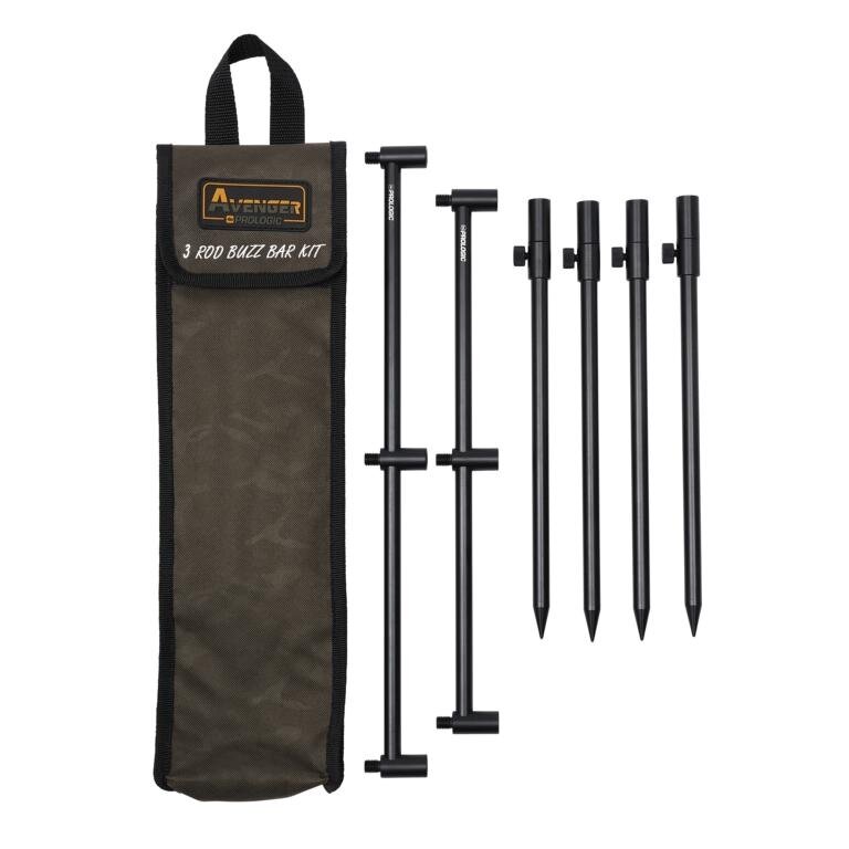 Schwarz Prologic Avenger Buzz Bar Kit & Carrycase 3 Rod 20-34Cm