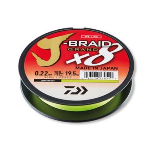 Daiwa J-Braid Grand X8 0,22mm / 19,5kg / 135m Chartreuse