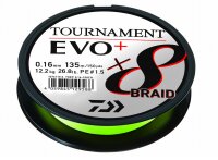 Daiwa Tournament X8 Braid EVO+ 0,12mm / 8,6kg 135m Chartreuse Geflochtene Schnur