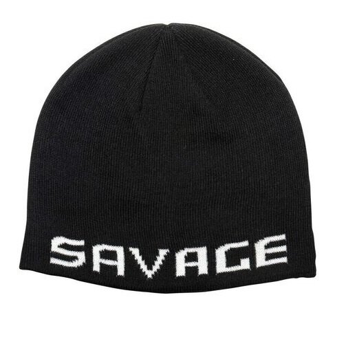 Savage Gear Logo Beanie One Size Black / White Winterm&uuml;tze Angelm&uuml;tze