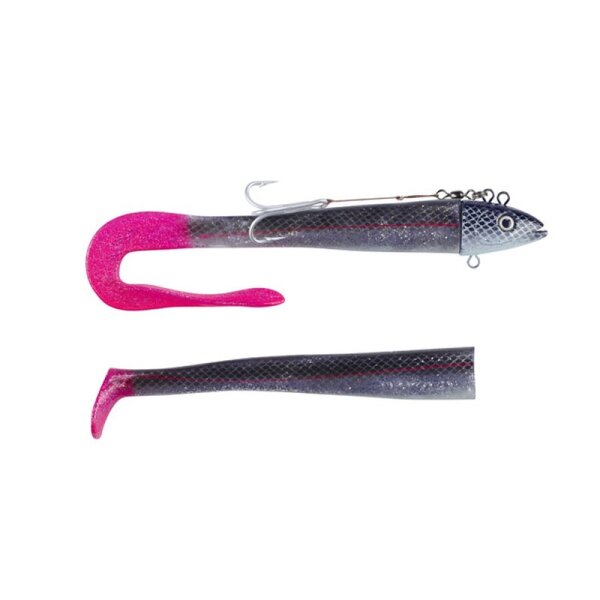 Balzer Adrenalin Arctic Eel schwarz-silber-Glitter/pinker Schwanz 400g Pilker