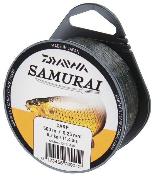 Daiwa Samurai Karpfen 0,25mm / 5,2kg / 500m Monofile Schnur Karpfenschnur Braun
