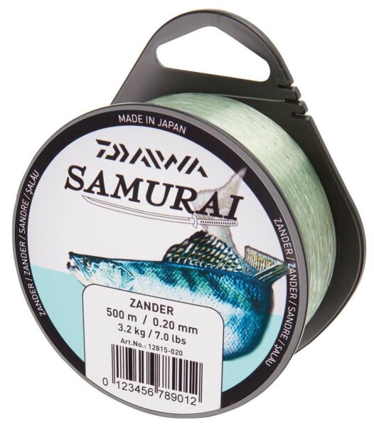 Daiwa Samurai Zander 0,25mm / 5,2kg / 500m Monofile Schnur Zanderschnur Hellgr&uuml;n