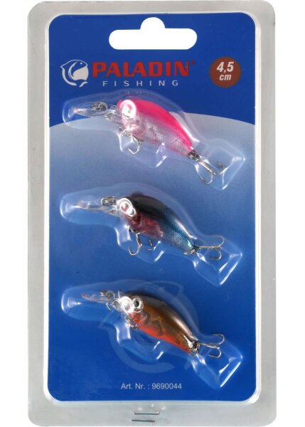 Paladin Wobbler Sortiment 4,5cm 3x Kunstk&ouml;der Spinnfischen Set